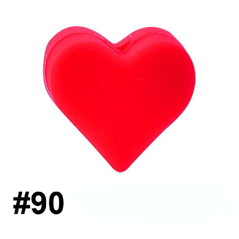 50pcs 14mm Heart Silicone Beads Colorful Diy Teether Accessories 43