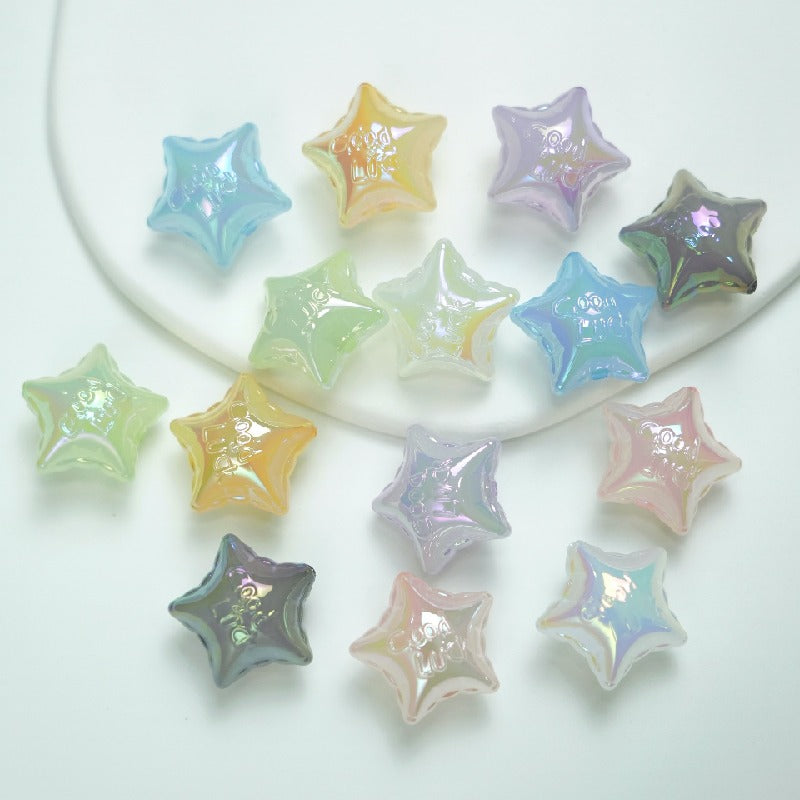 50pcs 25x16mm UV Finish Jelly Five-Pointed Star Acrylic Beads 12