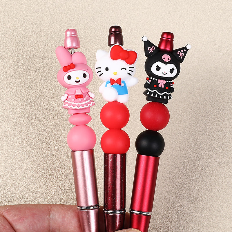 20Pcs Silicone 3D Focal Beads White Cat Round Head Bow Accessory Set 5