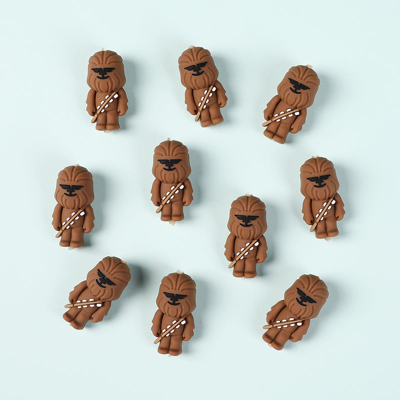 Silicone 3D Focal Beads Brown Alien Character Large Ears Side Profile 5