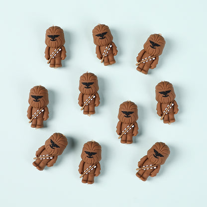 Silicone 3D Focal Beads Brown Alien Character Large Ears Side Profile 5