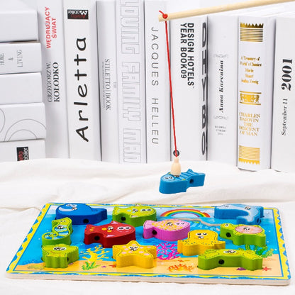 Wooden Magnetic Threading Fishing Montessori Toys for Kids 4
