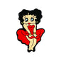 20pcs Silicone Focal Beads Woman with Black Curly Hair Red Dress