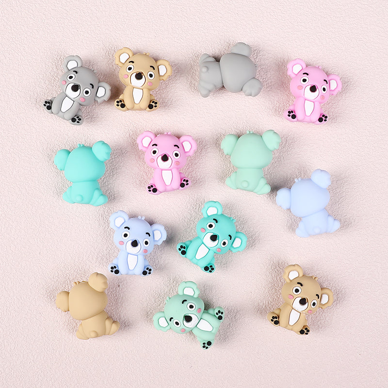 20Pcs Silicone 3D Focal Beads Sitting Koala Front Facing 3