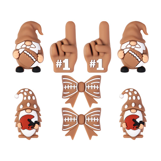 20Pcs Silicone 3D Focal Beads Rugby Bow and Helmet Dwarf Design