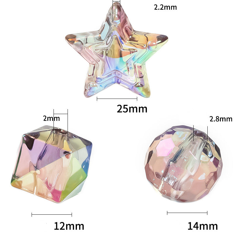 100pcs 12mm Section Round UV Finish Acrylic Beads Jewelry Making 2
