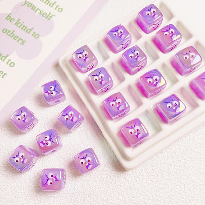 10pcs 14mm Funny Expression Square Acrylic Beads Jewelry Making 7