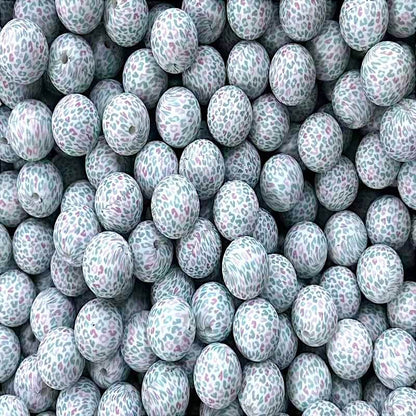 50pcs 15mm Leopard Silicone Beads Printed Design Multi Color