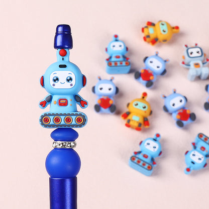 20Pcs Silicone 3D Focal Beads Love Robot Holding Heart and Front Facing 10