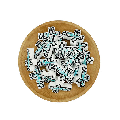 20pcs Silicone Focal Beads Cross Black and White Pattern 2