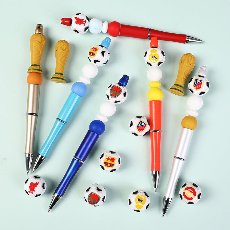 20pcs Silicone 3D Focal Beads World Cup Football Trophy and Soccer Ball Design 8