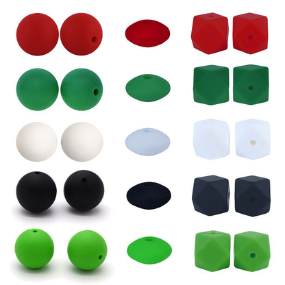 20pcs Christmas Silicone Beads Solid Color Assorted Sizes and Shapes