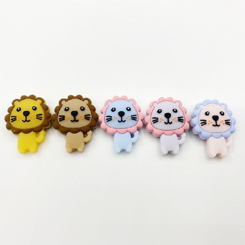 20pcs Silicone Focal Beads Lion Face with Mane Design 2