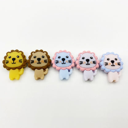 20pcs Silicone Focal Beads Lion Face with Mane Design 2