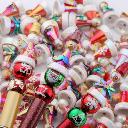 UV Plating Christmas Hat Acrylic Beads Electroplated Holiday Craft 2