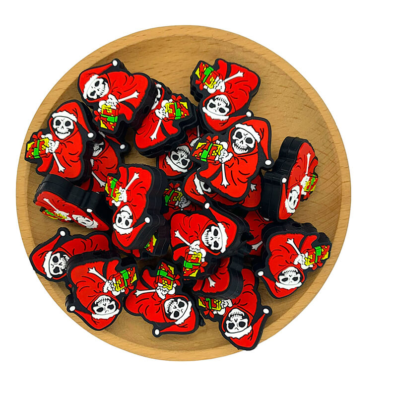 Silicone Focal Beads Skeleton Skull Santa Claus With Gifts Christmas Design 2