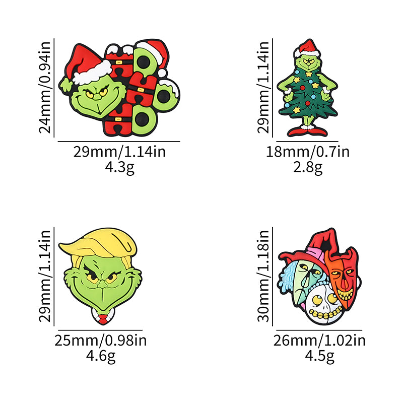20Pcs Silicone 3D Focal Beads Green Furry Character Scowling Face 9