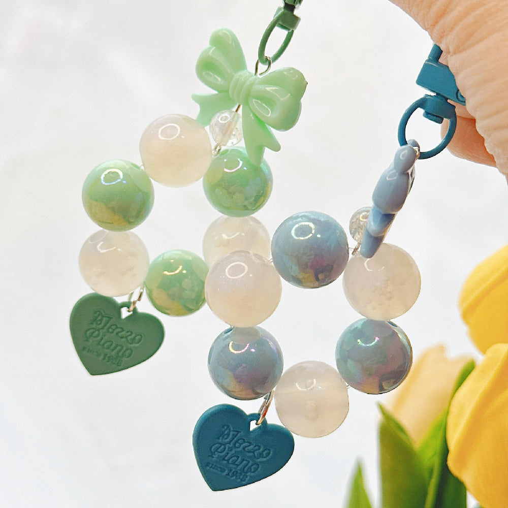 Bow Silicone Bead Wristlet Keychain with Acrylic Beads 12x4.5cm 4