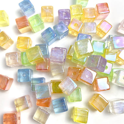 50pcs 14mm Colorful UV Finish Cube Acrylic Beads Jewelry Making 13
