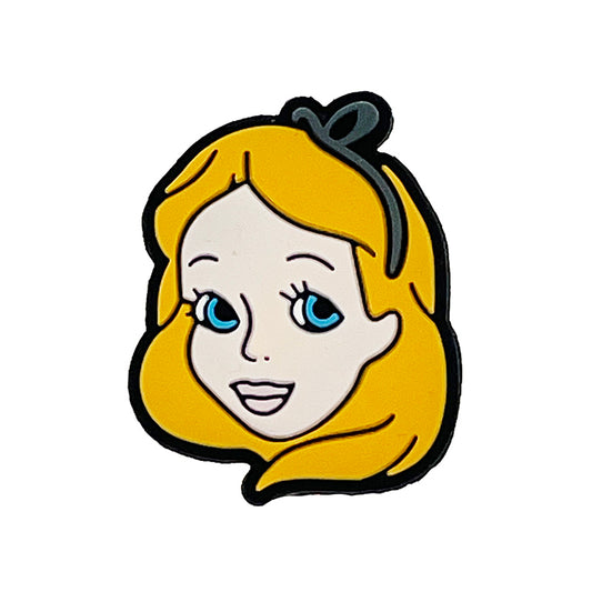 20pcs Silicone Focal Beads Girl Blonde Hair with Headband Face Detail