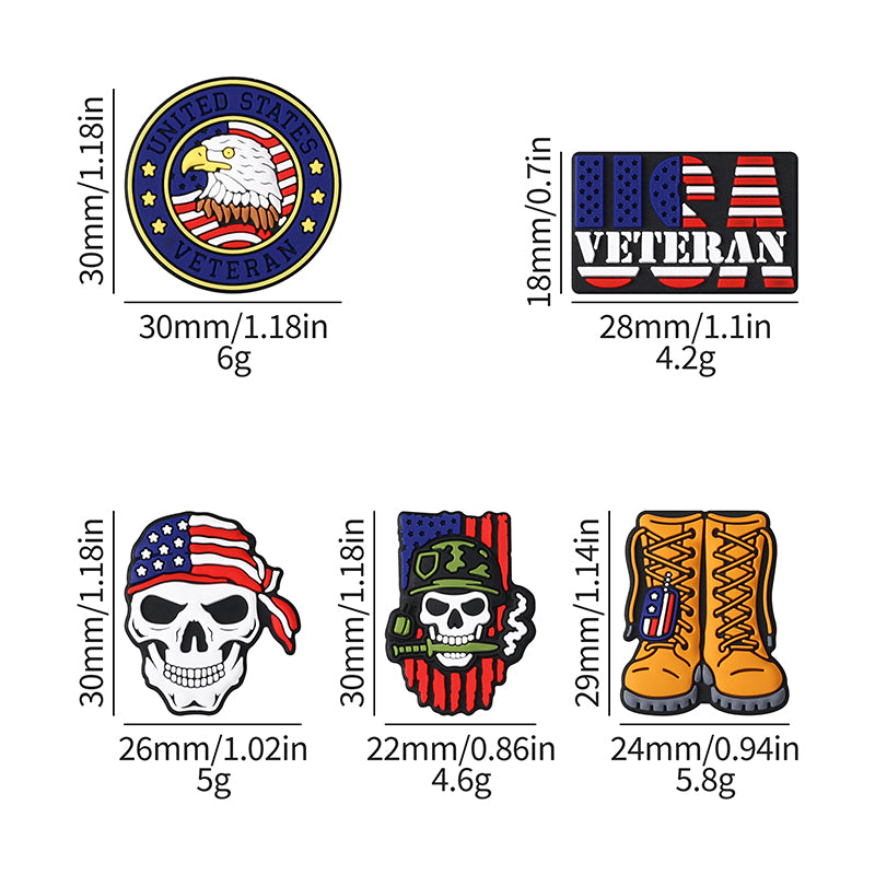 20Pcs Silicone Focal Beads USA Veterans Series Military Symbols Emblem Design 9