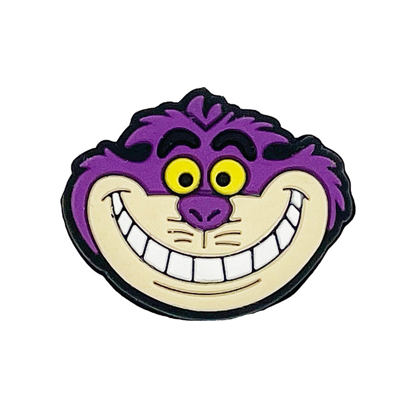 20pcs Silicone Focal Beads Purple Grinning Cat Face