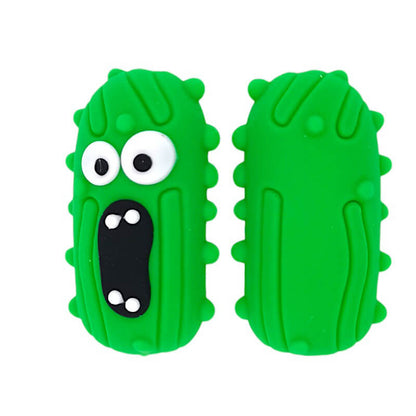 Silicone 3D Focal Beads Screaming Pickles Yellow Green Design 2