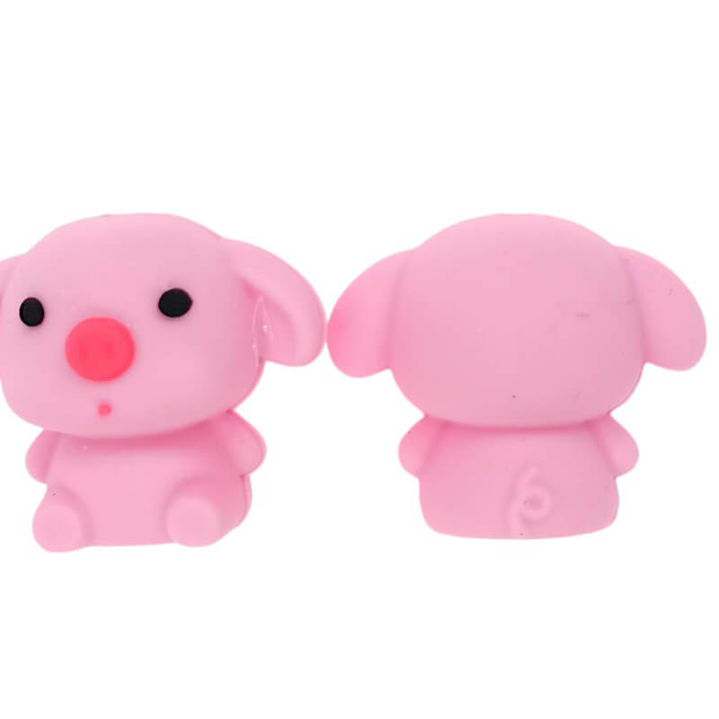 Silicone 3D Focal Beads Pink Piggy Sitting Pose