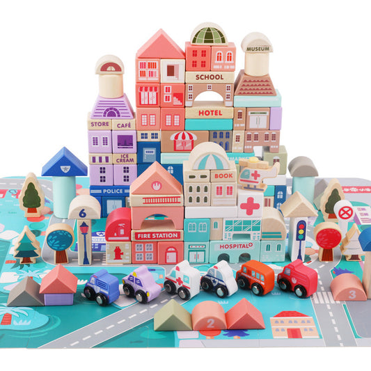 Wooden Building Blocks Educational Montessori Toys for Kids
