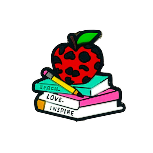 20pcs Silicone Focal Beads Teach Love Inspire Apple Books Stack