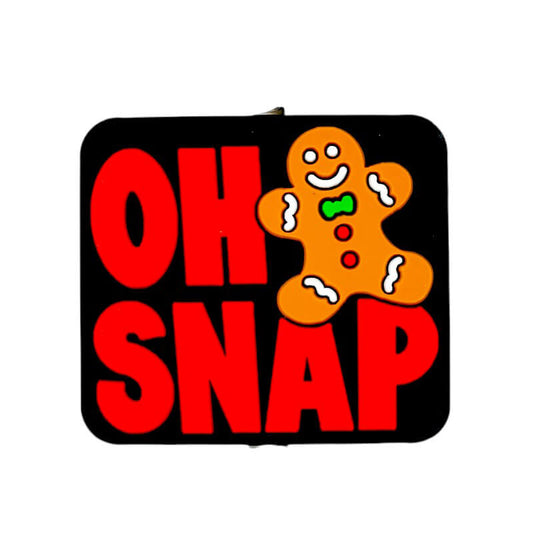Silicone Focal Beads Gingerbread Man with Oh Snap Text Design