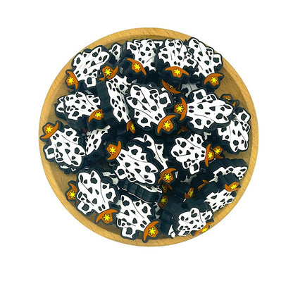 20pcs Silicone Focal Beads Halloween Cowboy Ghost Wearing Cowboy Hat 2