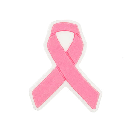 20pcs Silicone Focal Beads Pink Ribbon Front Facing