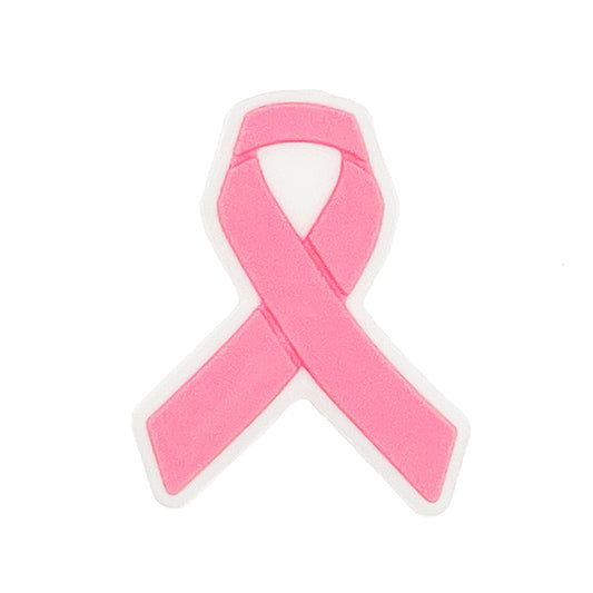 20pcs Silicone Focal Beads Pink Ribbon Front Facing