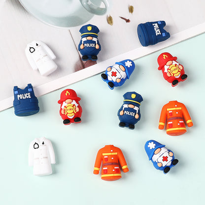 20Pcs Silicone 3D Focal Beads Doctor Police Firefighter Career Medical Theme 3