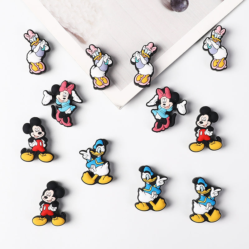 20Pcs Silicone Focal Beads Round Ear Mouse Character Hands on Hips Pose 3