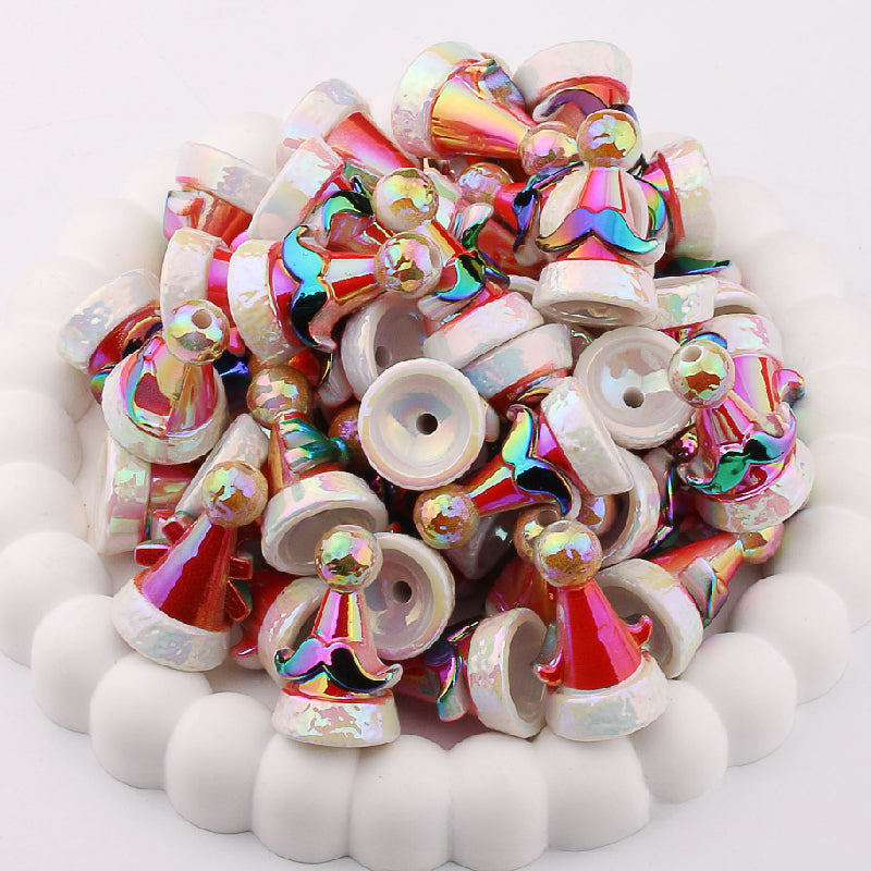 UV Plating Christmas Hat Acrylic Beads Electroplated Holiday Craft 6