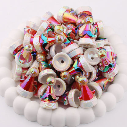 UV Plating Christmas Hat Acrylic Beads Electroplated Holiday Craft 6