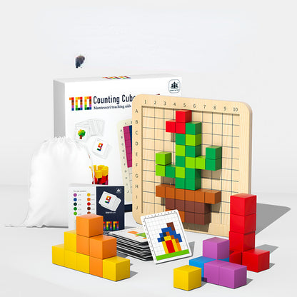 Wooden Building Blocks Educational Puzzle Montessori Toy 23.5cm 2