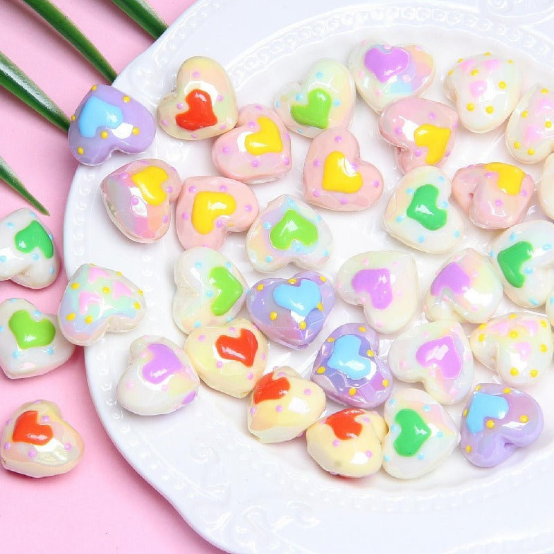 2pcs Light In The Dark Heart Acrylic Beads DIY Bracelet Making 2