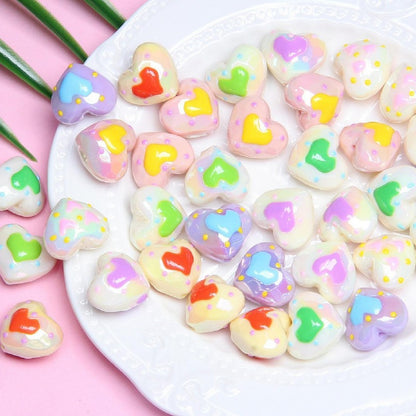 2pcs Light In The Dark Heart Acrylic Beads DIY Bracelet Making 2