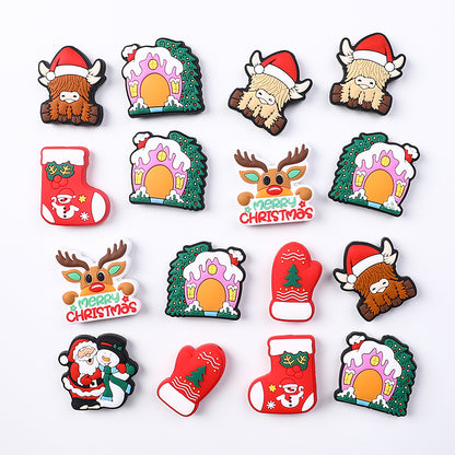 20pcs Silicone Focal Beads Christmas Tree House Kitty Santa and Snowman 5
