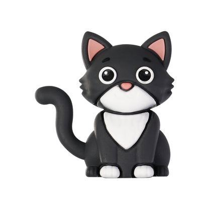20Pcs Silicone 3D Focal Beads Dark Cat Sitting Pose 11