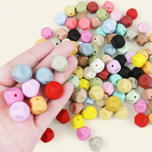50pcs 15mm Irregular Silicone Beads Solid Color