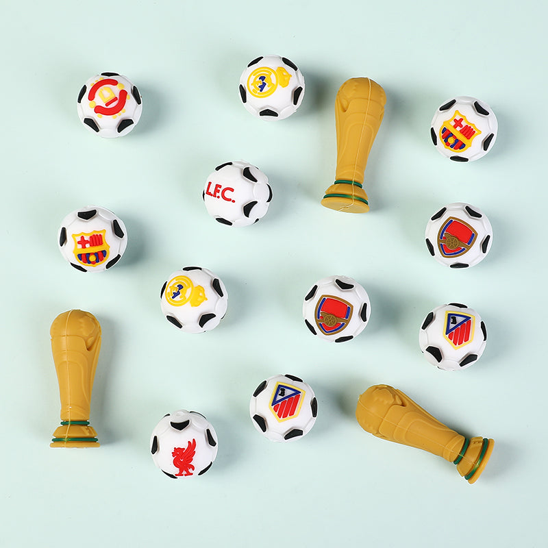 20pcs Silicone 3D Focal Beads World Cup Football Trophy and Soccer Ball Design 6