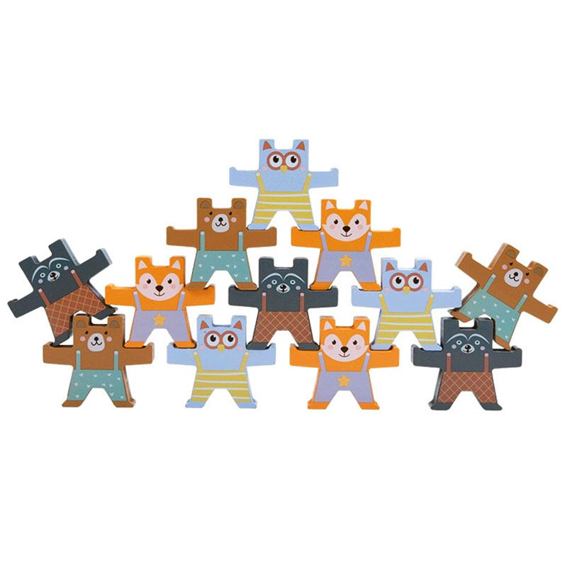 Wooden Building Blocks Cartoon Bear Educational Toy 35x23x3cm