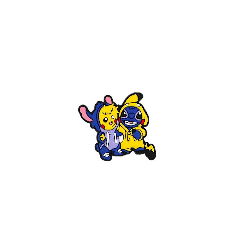 20Pcs Silicone Focal Beads Yellow Mouse Round Cheeks Lightning Tail and Blue Alien Character Large Ears Clothing