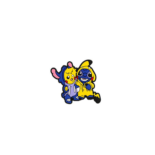 20Pcs Silicone Focal Beads Yellow Mouse Round Cheeks Lightning Tail and Blue Alien Character Large Ears Clothing