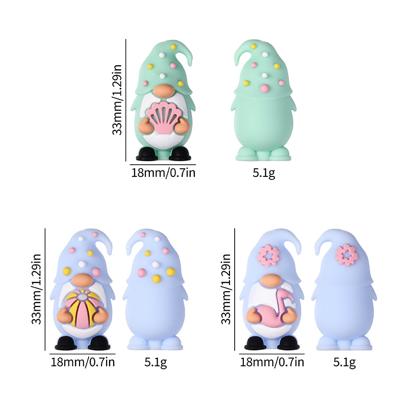 20Pcs Silicone 3D Focal Beads Summer Dwarf With Flower Detail 8