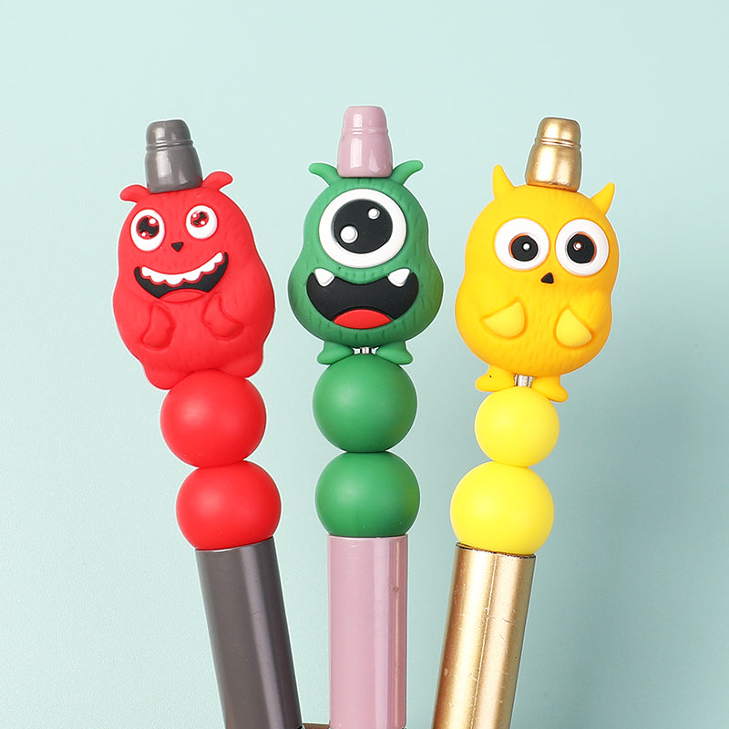 20Pcs Silicone 3D Focal Beads Cute Little Monster Various Colors 16